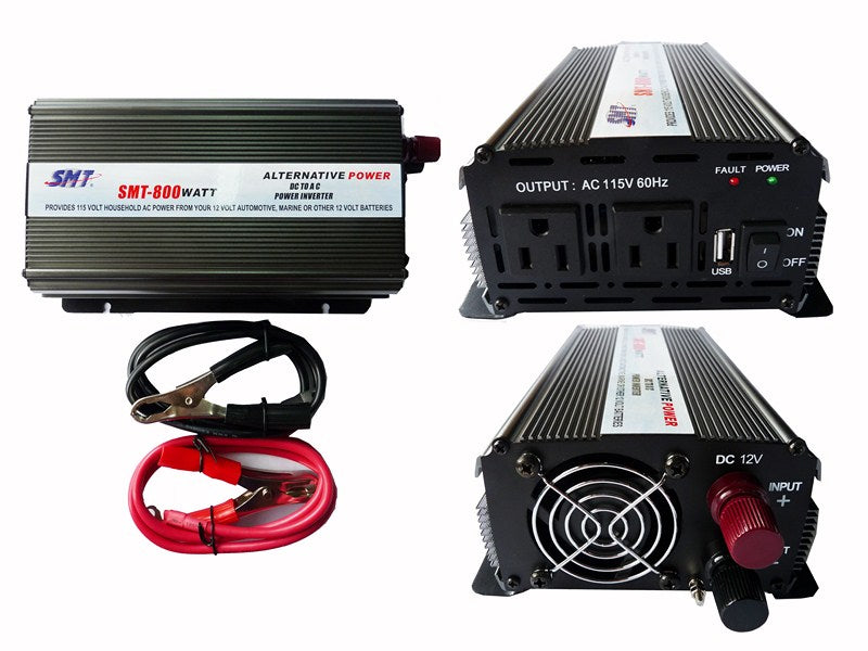 Inversor 800W, 12VDC x 110VAC, OM, Puerto USB,