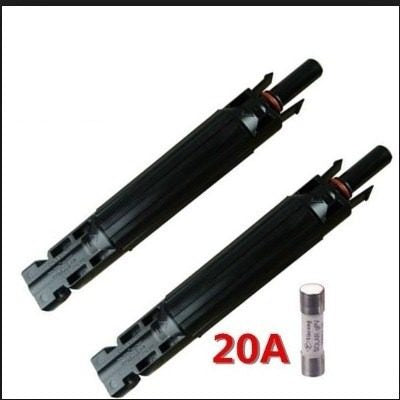 Portafusible MC4 para cable de paneles solares con fusible de 20A